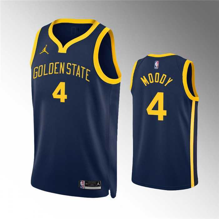 Mens Golden State Warriors #4 Moses Moody Navy Statement EditionStitched Jersey Dzhi